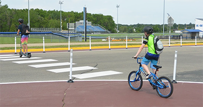 Photo: Students crossing the street near a Safe Routes to School demonstration project 